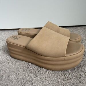 Women's Tan Platform Mule Sandals